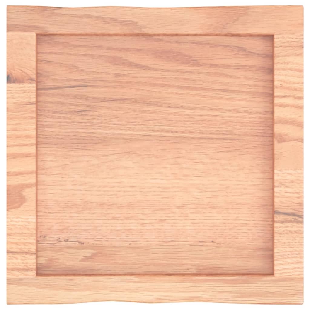 vidaXL Table Top - Light Brown Treated Solid Oak Wood, Live Edge Detail, Versatile Design, Handcrafted, Square Shape