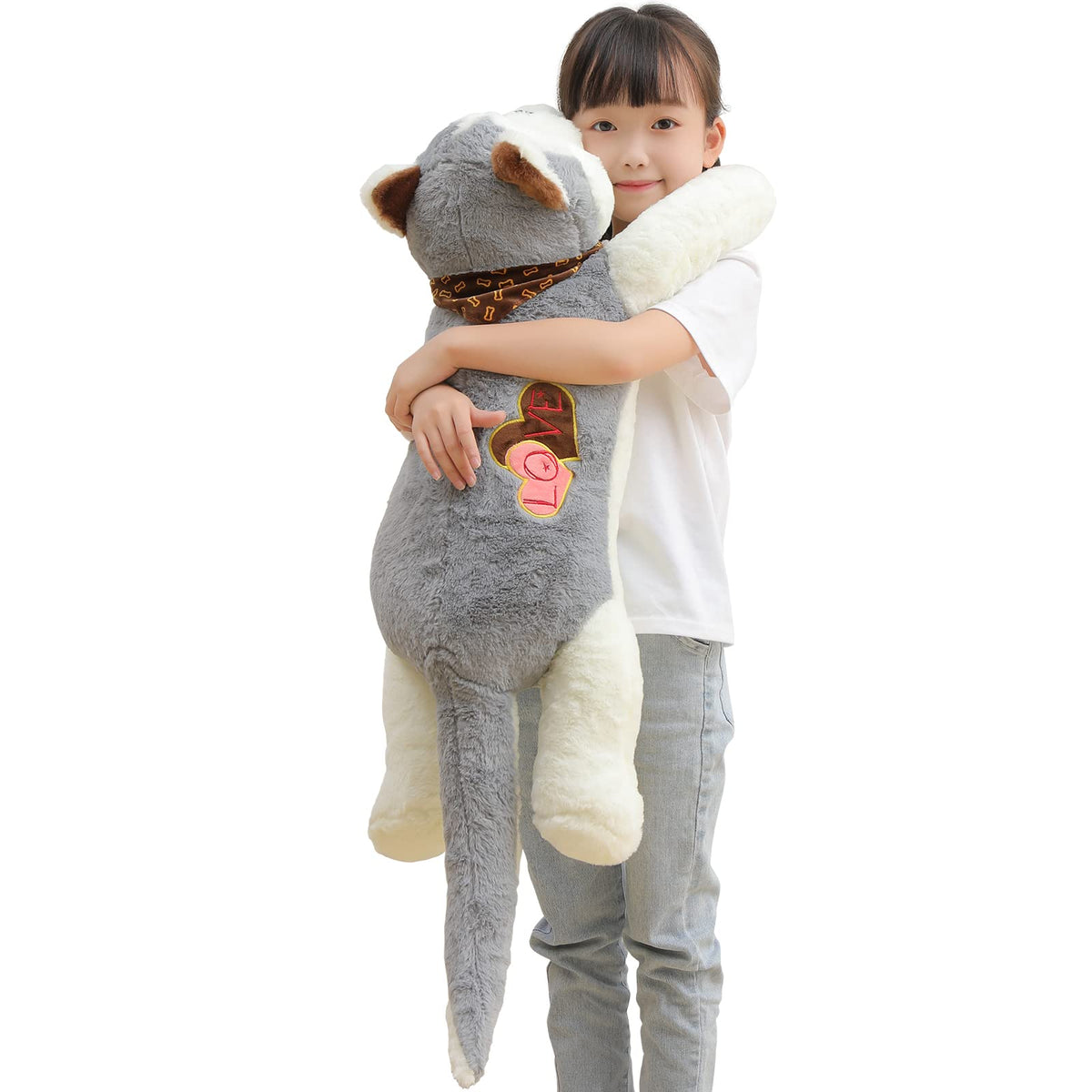 31.5 Inch Dog Stuffed Animals, Big Husky Dog Plush Toys, Kawaii Soft Puppy Plushies Large Pillow,Gift For Kids, Boys And Girls,B