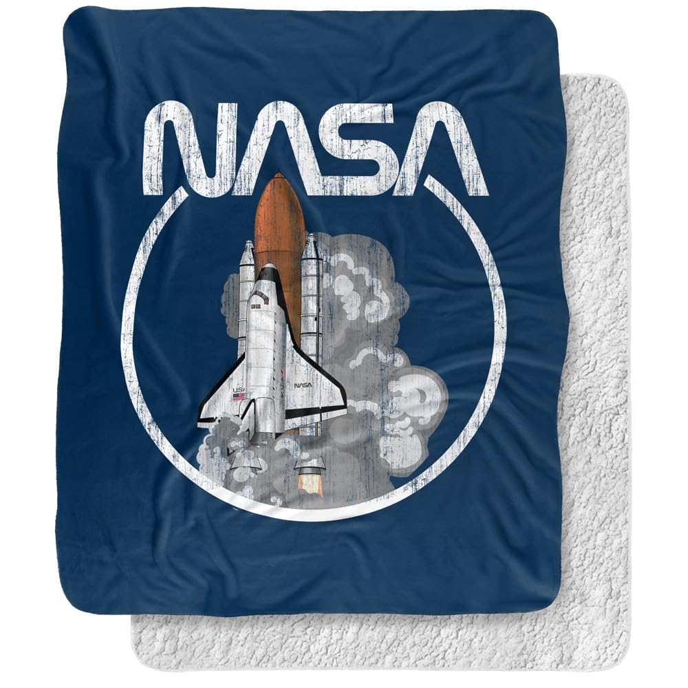 Nasa Blanket, 50'X60', Space Shuttle Silky Touch Sherpa Back Super Soft Throw Blanket