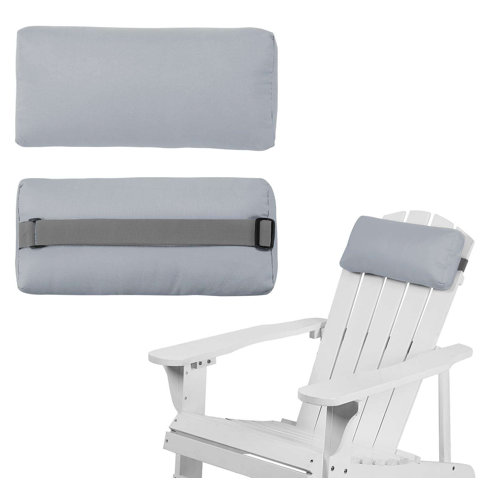 Rasugarlary Chaise Lounge Head Pillow, 2 Pack Outdoor Lounge Chair Pillows With Adjustable Strap Water Resistant Longue Head Pil