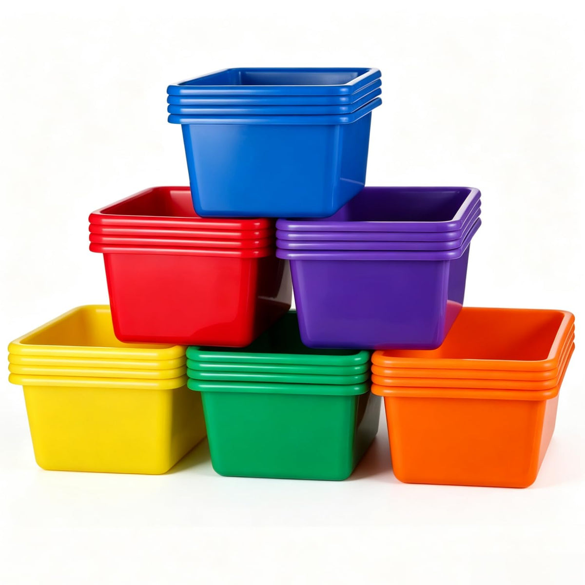 WEEK NINE 24 Pack Small Cubby Bins, Plastic Classroom Storage Bins, Rainbow