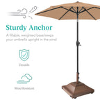 Best Choice Products Fillable Mobile Umbrella Base, Heavy Duty Base, Square Tiered Market Stand For Patio, Deck, Outdoor W/ 4 Wheels, 2 Locks, 2 Knobs, 120Lb Capacity - Brown