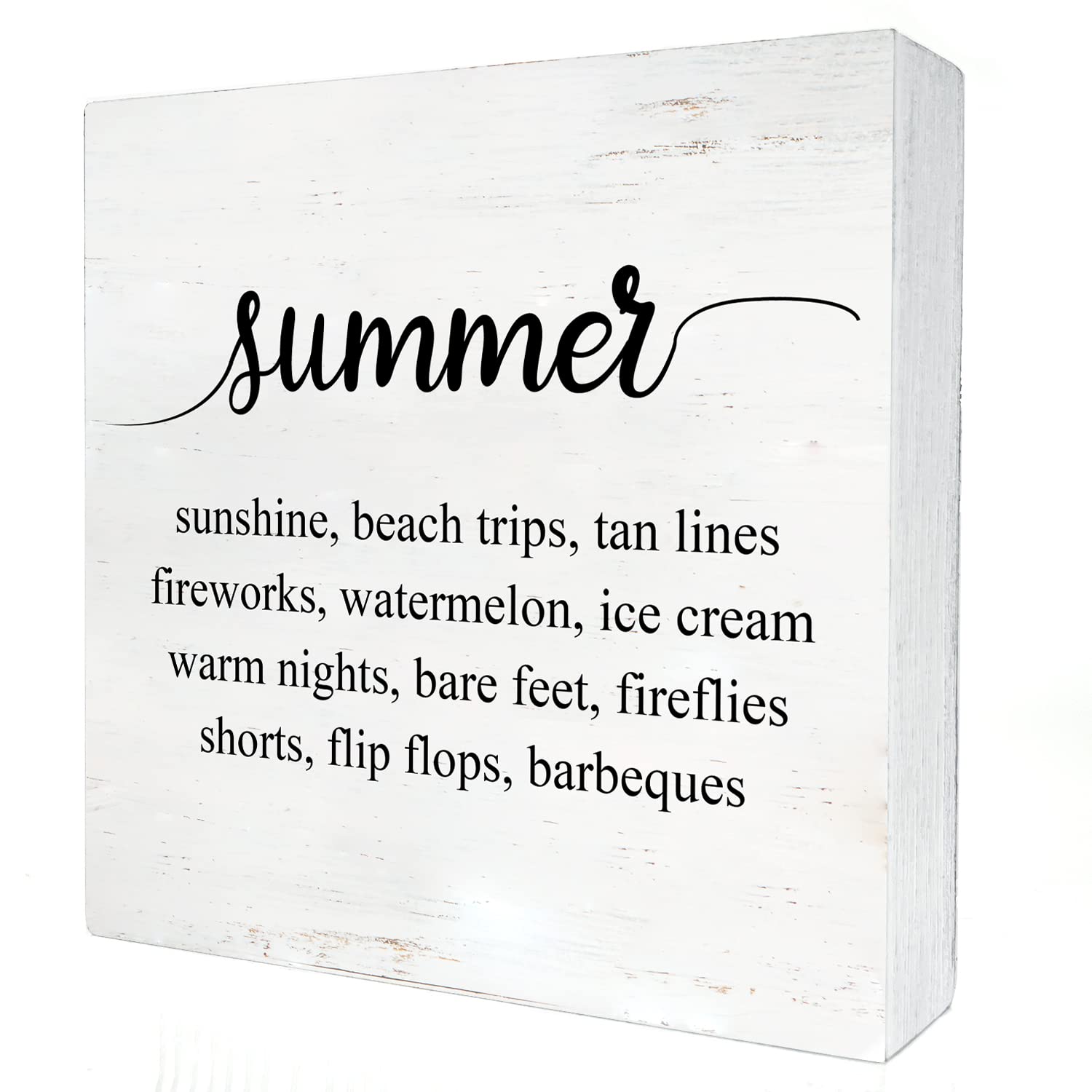 Summer Sunshine Beach Wood Box Sign Home Decor Rustic Summer Wooden Box Sign Block Plaque for Wall Tabletop Desk Decoration