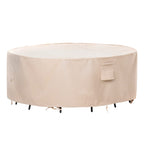 F&J Outdoors Patio Furniture Covers Waterproof Uv Resistant Rip-Stop Fabric Round Outdoor Furniture Covers, Beige, 84'Dia