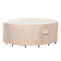 F&J Outdoors Patio Furniture Covers Waterproof Uv Resistant Rip-Stop Fabric Round Patio Table Cover Furniture Cover, Beige, 72'