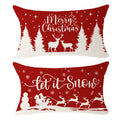 Niditw Set Of 2 Winter Gift Merry Christmas Let It Snow Snowflake Pine Tree Deer Sled Blessed Cotton Linen Lumbar Throw Pillow C