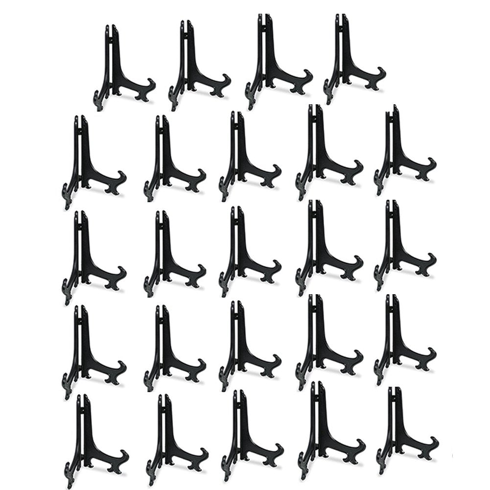 Artliving 4'' Black Plastic Stand Cookie Holder Display Stand Place Card Holder Display Easels at Weddings, Birthday Party(24 Pa