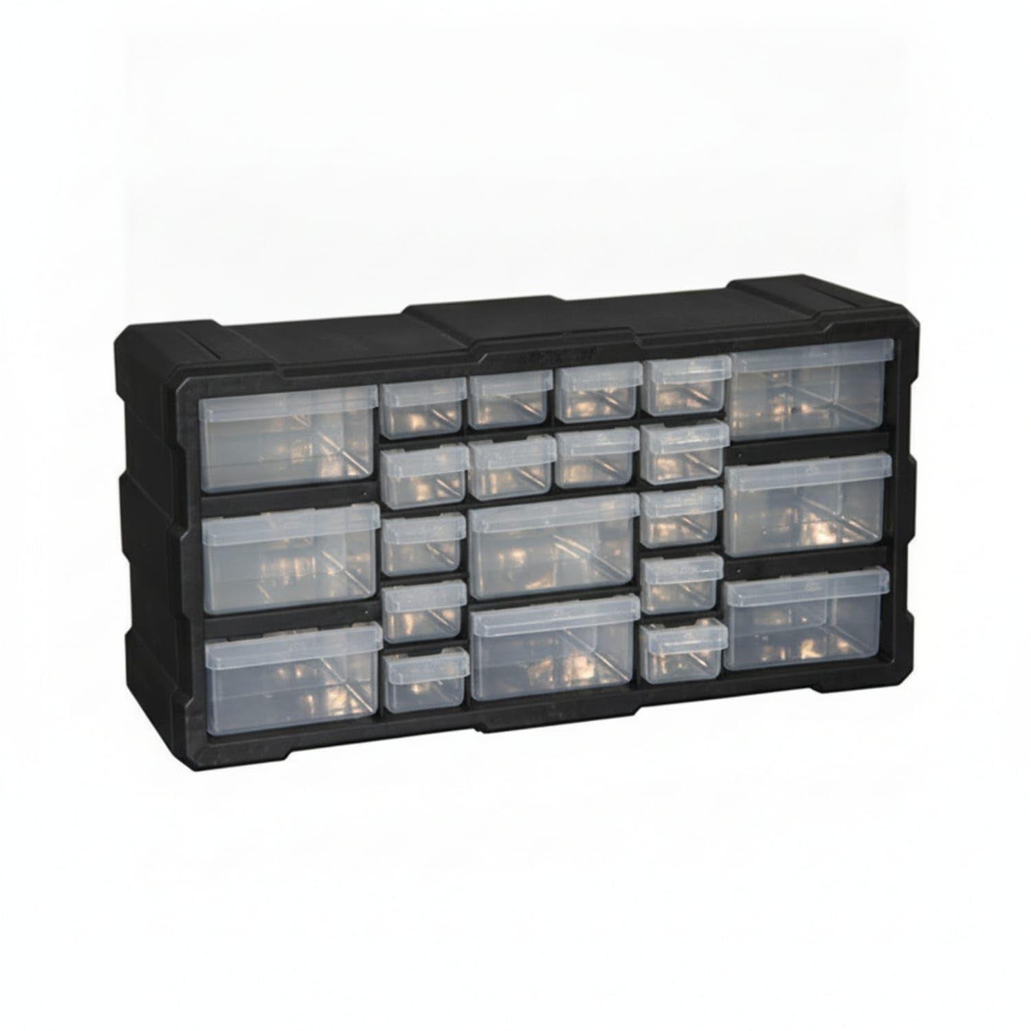 Trendivibe Transparent Drawers 22Drawer Cabinet Removable Divider Parts Storage Cabinet, Export 22Dr Blk