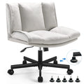 LEAGOO Criss Cross Chair with Wheels, Comfy Armless Desk Chairs with Tech Fabric, Wide Seat Cross Legged Office Chair, Height Ad