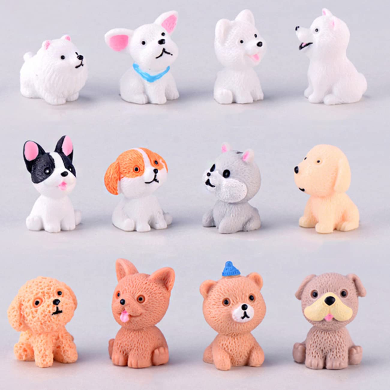 Loncess Fairy Garden Accessories, 12 Pcs Dog Miniature Figurines, Realistic Animals Dog For Fairy Garden, Miniature Terrarium Cr