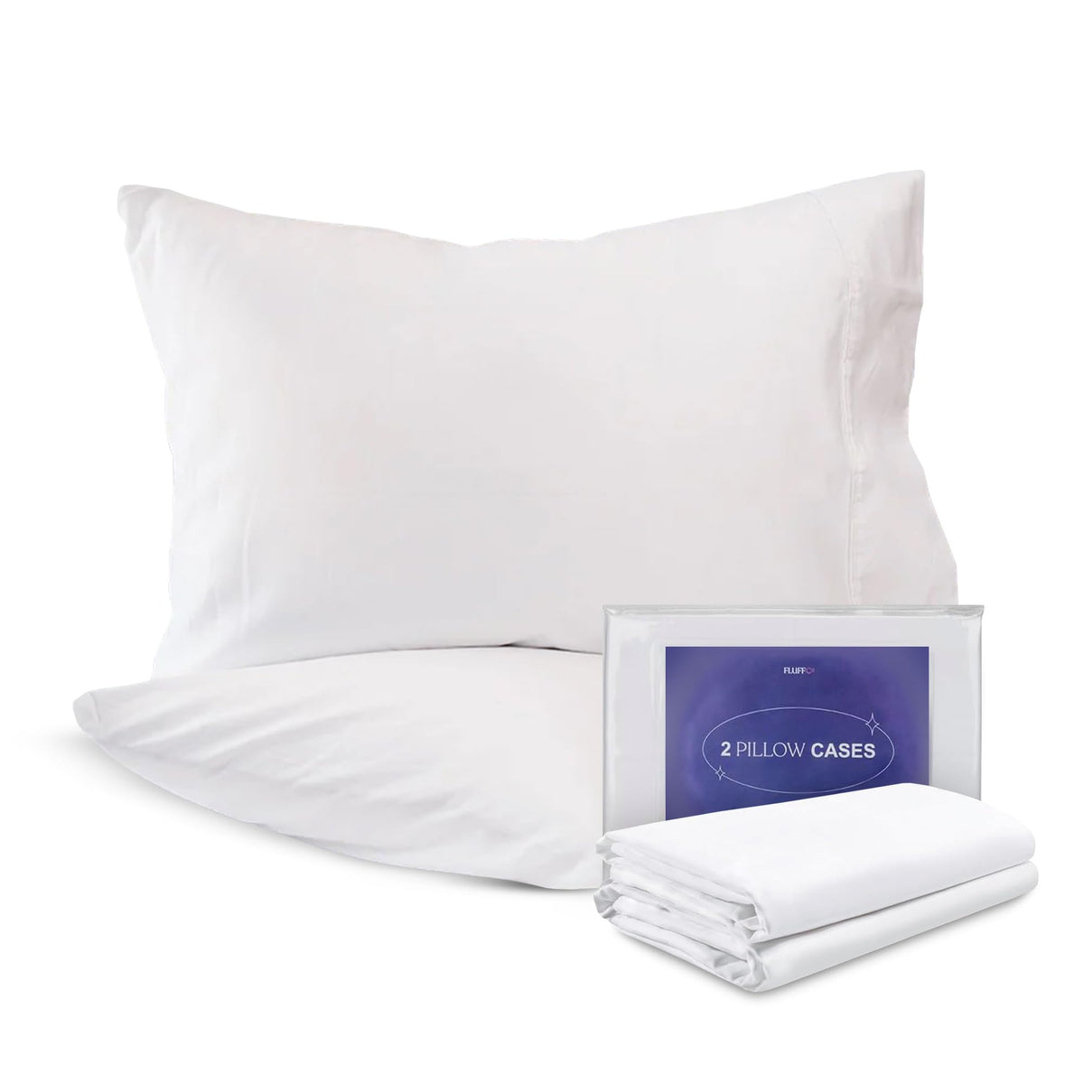 Fluffco Cooling Pillowcases, Queen Size, 100% Cotton, Machine Washable, Breathable, Set Of 2
