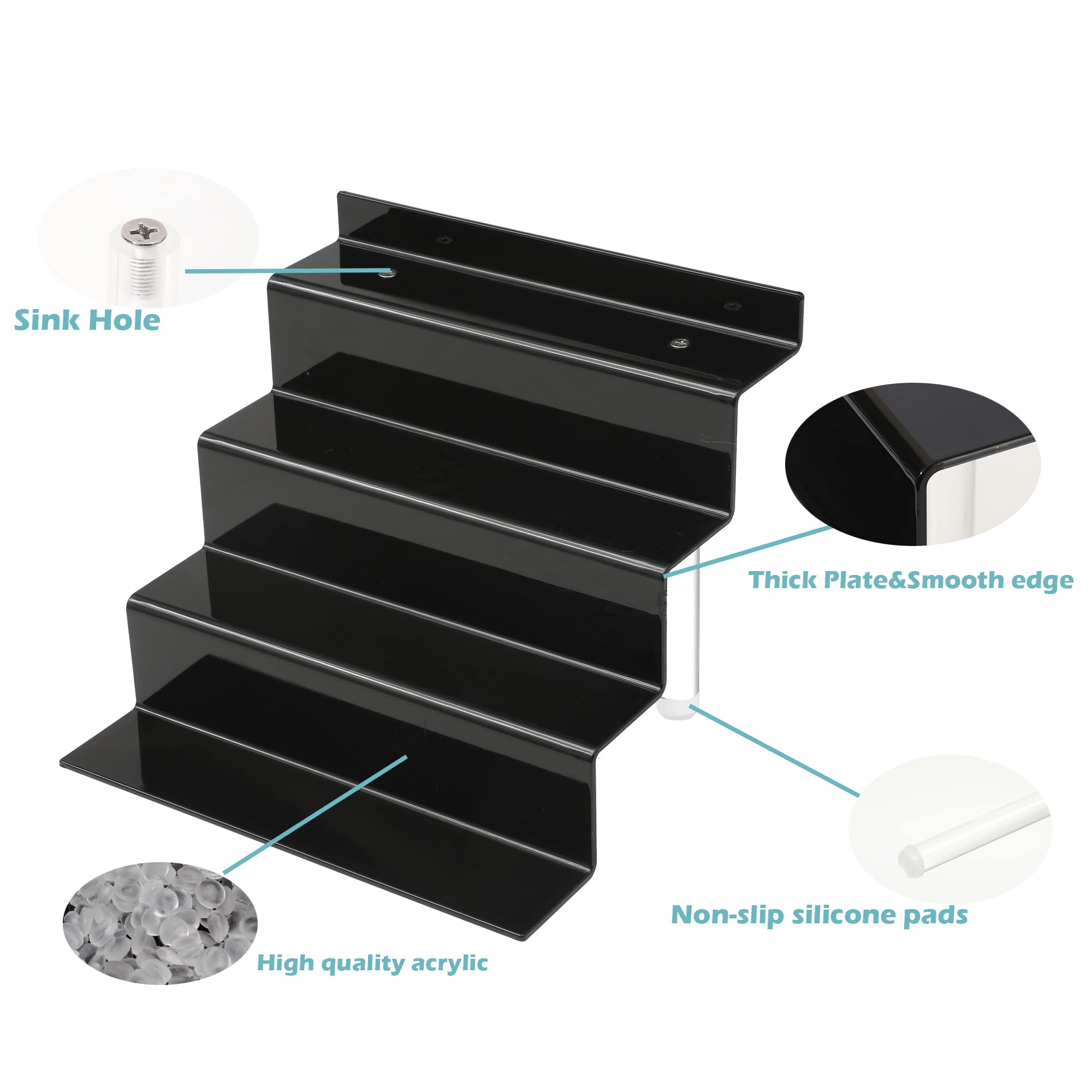 Ihomecooker Acrylic Stands For Display,4 Tier Black Cupcakes Perfumes Figurines Display Stand Risers Shelf For Decoration And Or