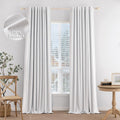 Miulee 100% Blackout Curtains 96 Inches Long Linen Curtains & Drapes For Bedroom Back Tab Living Room Darkening Full Black Out Window Curtain Panels Rod Pocket, White, 2 Panels Set