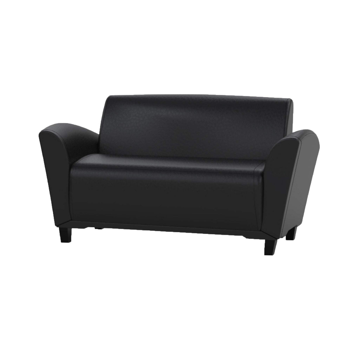 Mayline Vcc2Blkb Santa Cruz Leather Lounge Settee, Black Paint, Black Leather