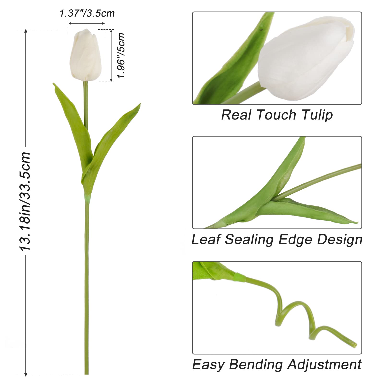 Beferr White Tulips Artificial Flowers 18Pcs Faux Tulip Real Touch Tulip Fake Flowers Bouquets Arrangements For Easter Spring Fl