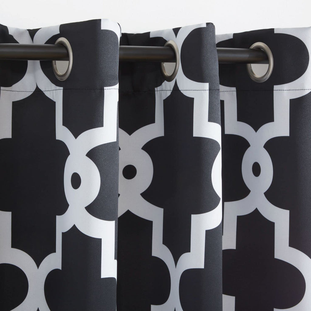 Exclusive Home Curtains Ironwork Sateen Woven Room Darkening Blackout Grommet Top Curtain Panel Pair, 52''X96'', Black