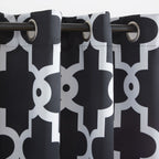 Exclusive Home Curtains Ironwork Sateen Woven Room Darkening Blackout Grommet Top Curtain Panel Pair, 52''X96'', Black