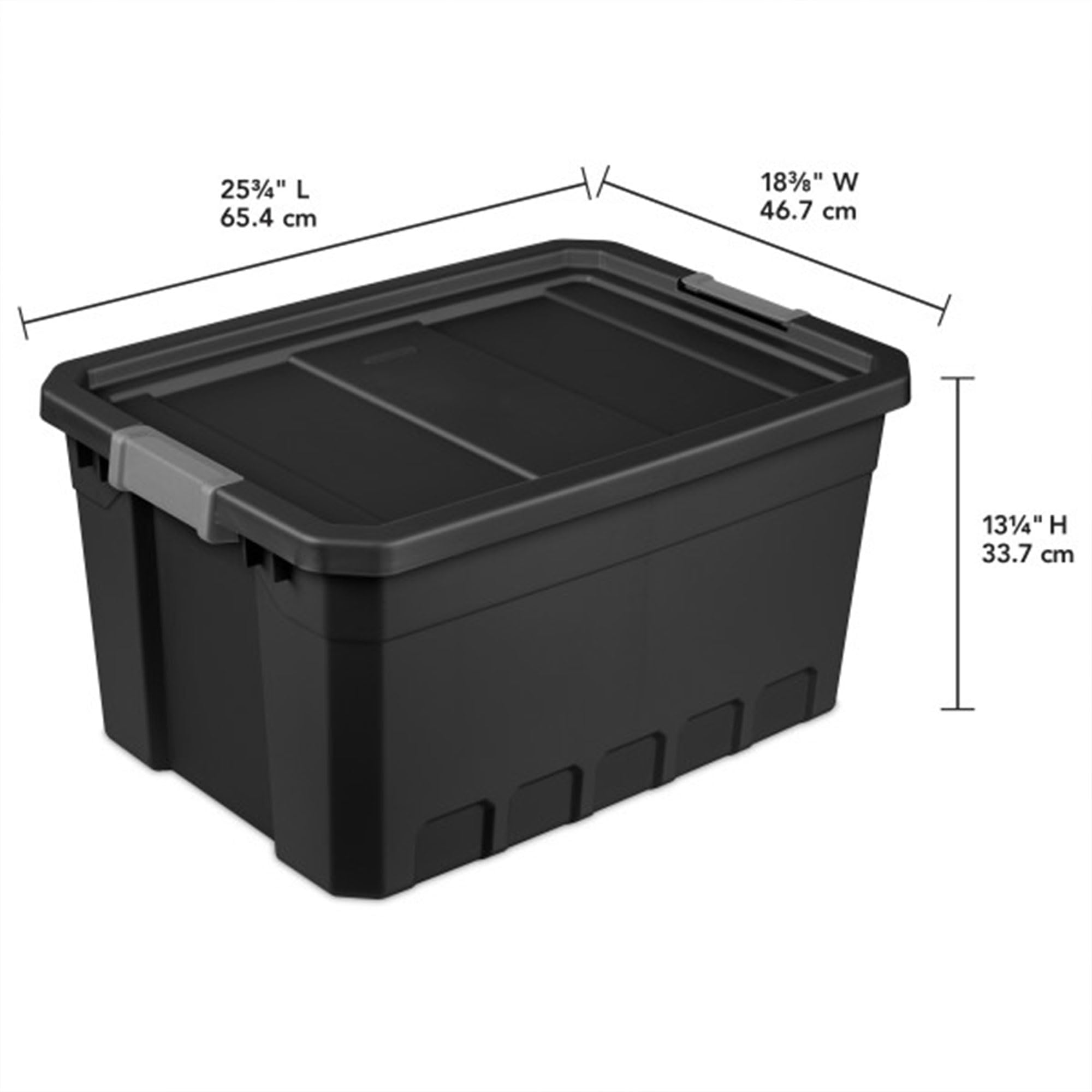 Sterilite 19 Gallon Plastic Stacker Tote, Heavy Duty Lidded Storage Bin Container For Stackable Garage And Basement Organization