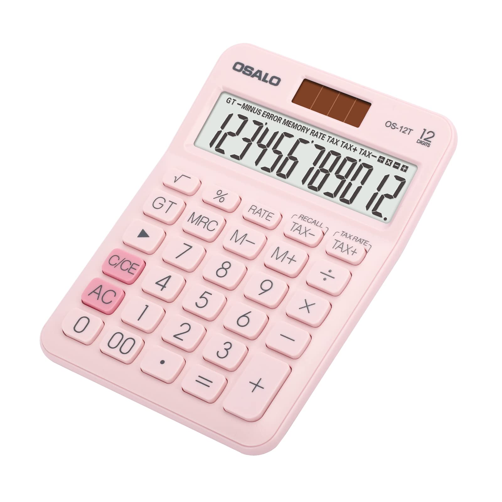 Pocket Small Size Desk Calculator, 12 Digit Large Lcd Display, Basic Tax Function Handheld Desktop Calculator With Solar Battery