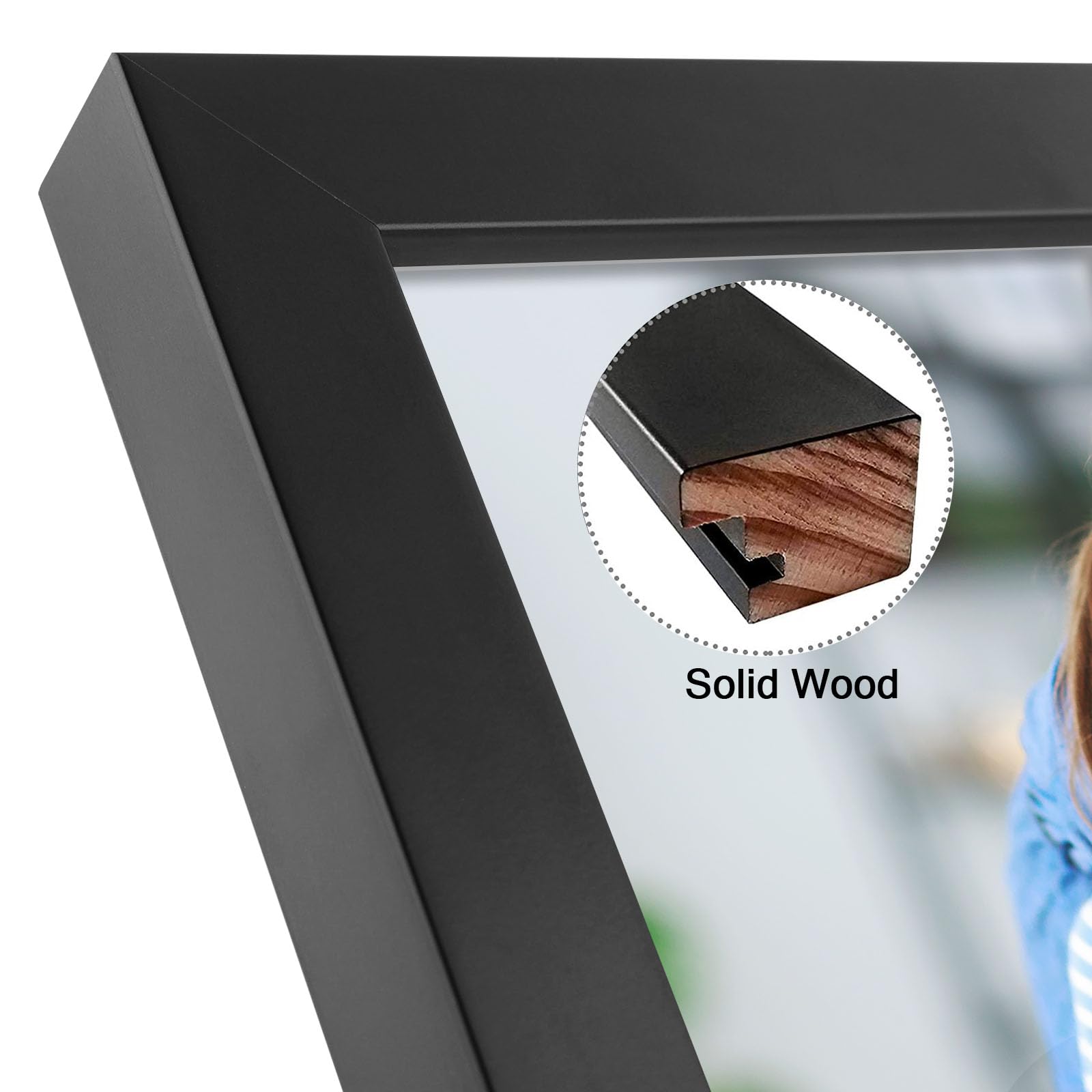 Golden State Art, A3 Black Photo Frame - Solid Wood And Display 11.7X16.5 Picture Without Mat -Acrylic Glass (Wall Display)