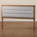 Baxton Studio Dexter Modern and Contemporary Light Grey Fabric Upholstered and Walnut Brown Finished Wood King Size Headboard