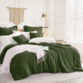 Etdiffe Green King Size Comforter Set, 3 Piece Dark Olive Aesthetic Modern Bedding Set - All Season Soft & Lightweight Microfibe