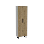 DEPOT E-SHOP Multistorage Cabinet 71" H, 5 Internal Shelves, 2 Doors, White/Macadamia