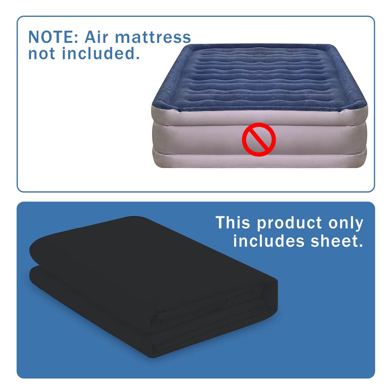 Bedecor Air Bed Sheets For Mattress Cover Removable Bed And Elastic Band Super Soft And Breathable & Deep Up To 21'' Black Twin