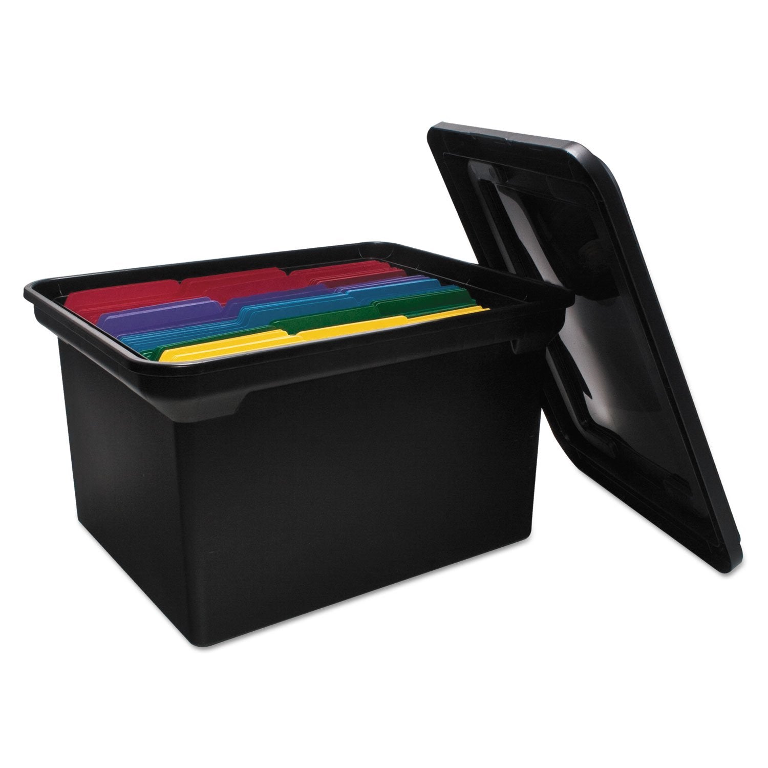 Advantus 34052 File Tote Storage Box W/Lid, Legal/Letter, Plastic, Black