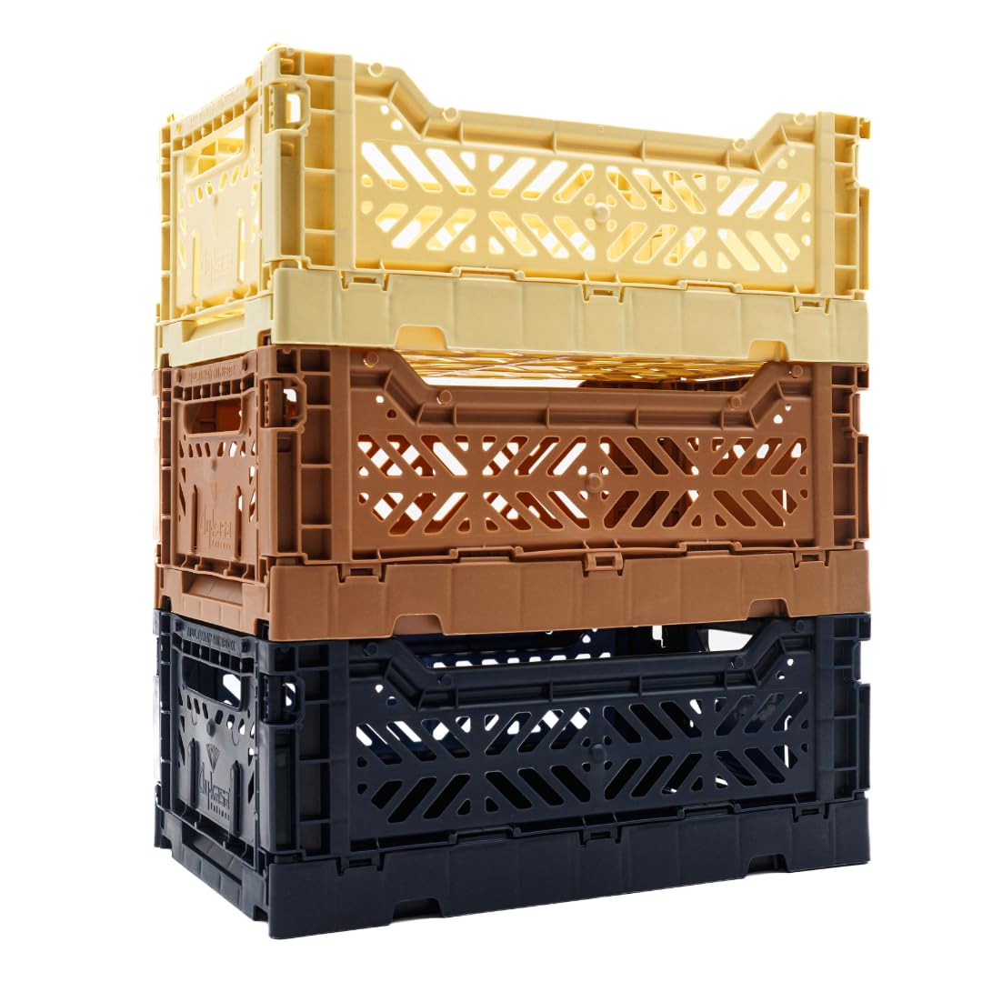 Collapsible Storage Box, Foldable Crate Organizer Bin With Handle, Stackable Crates For Home Organization