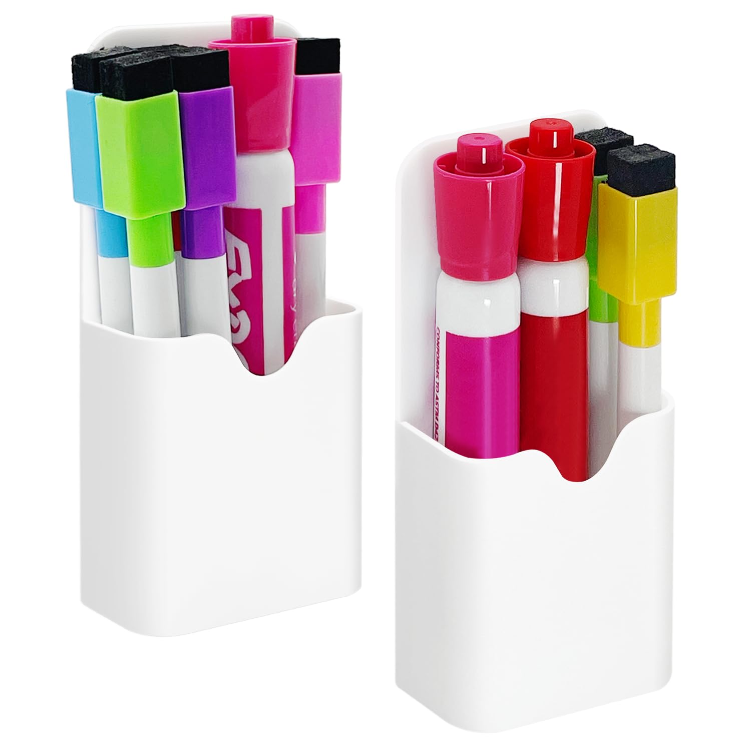 Viefantaisie 2 Pcs Magnetic Pen Holder, Magnetic Dry Erase Marker Holder, Magnetic Marker Pencil Holder For Fridge, Whiteboard M