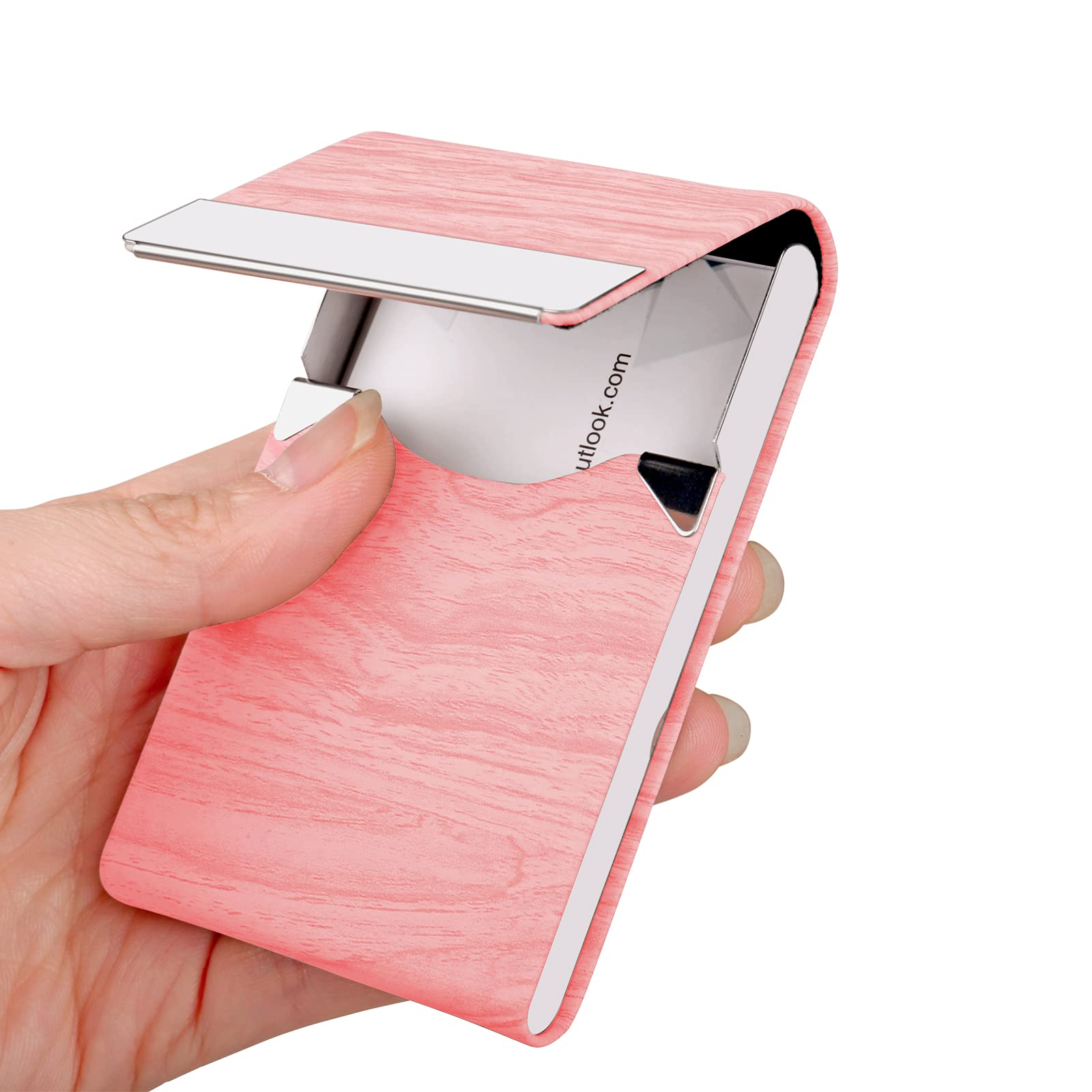 Junelsy Business Card Holder Case - Professional Pu Leather Business Card Case Metal Name Card Holder Pocket Business Card Carri