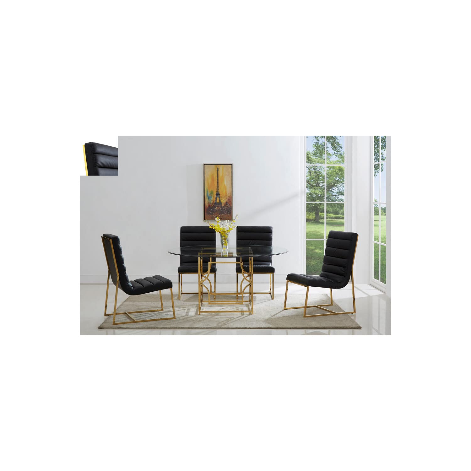 Best Master Alexis 60&quot; Stainless Steel And Glass Round Dining Table In Gold