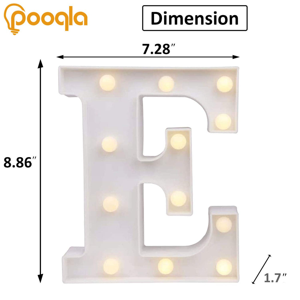 Pooqla Led Marquee Letter Lights Sign, Light Up Alphabet Letter For Home Party Wedding Decoration E