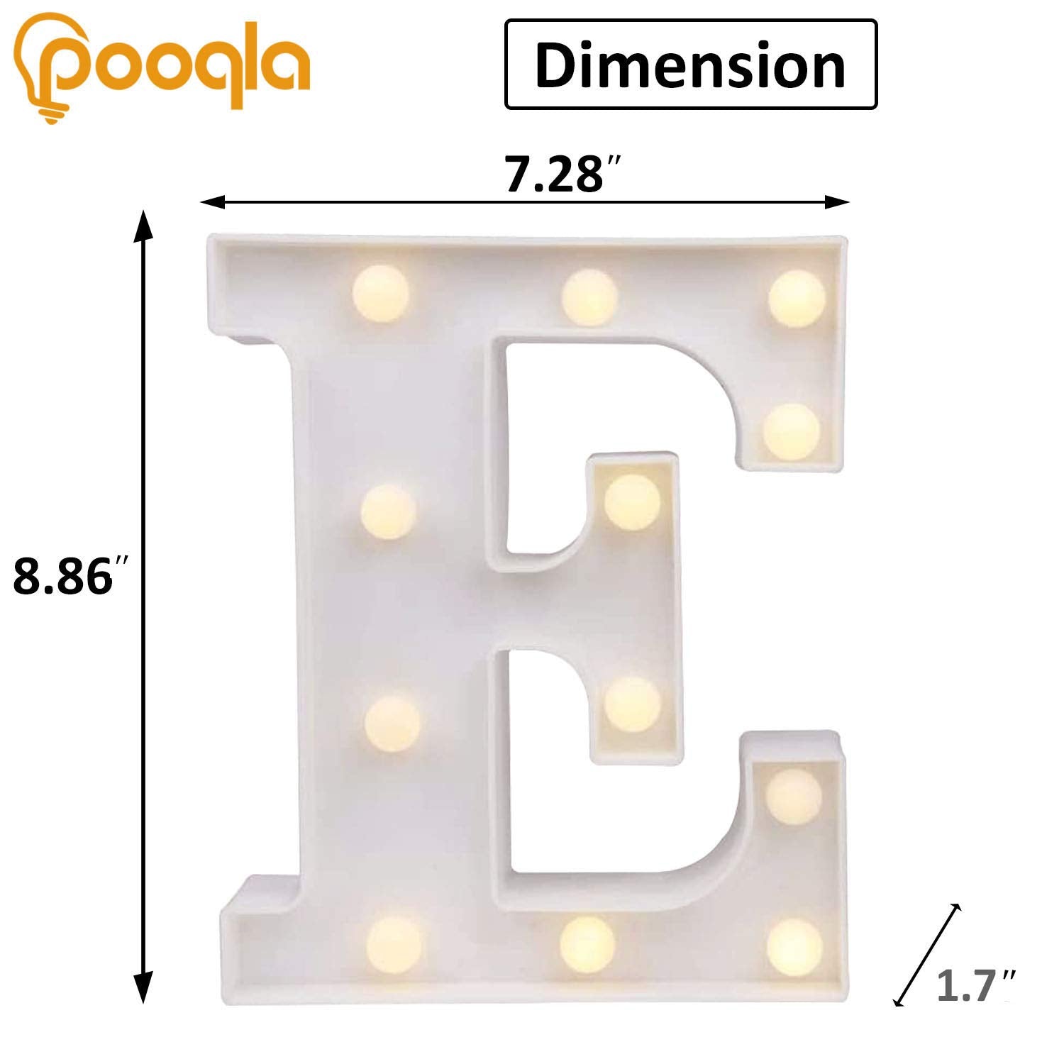 Pooqla Led Marquee Letter Lights Sign, Light Up Alphabet Letter For Home Party Wedding Decoration E