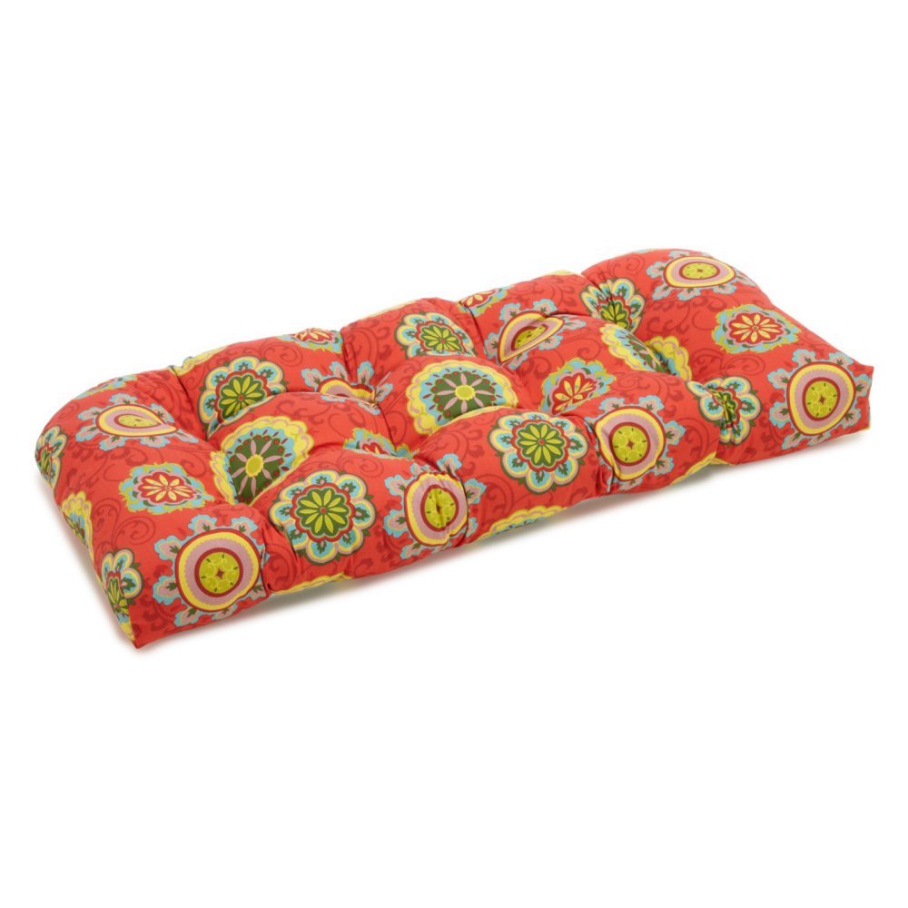 Blazing Needles Indoor/Outdoor Rounded Back Loveseat Cushion, 42&quot; x 19&quot;, Paprika