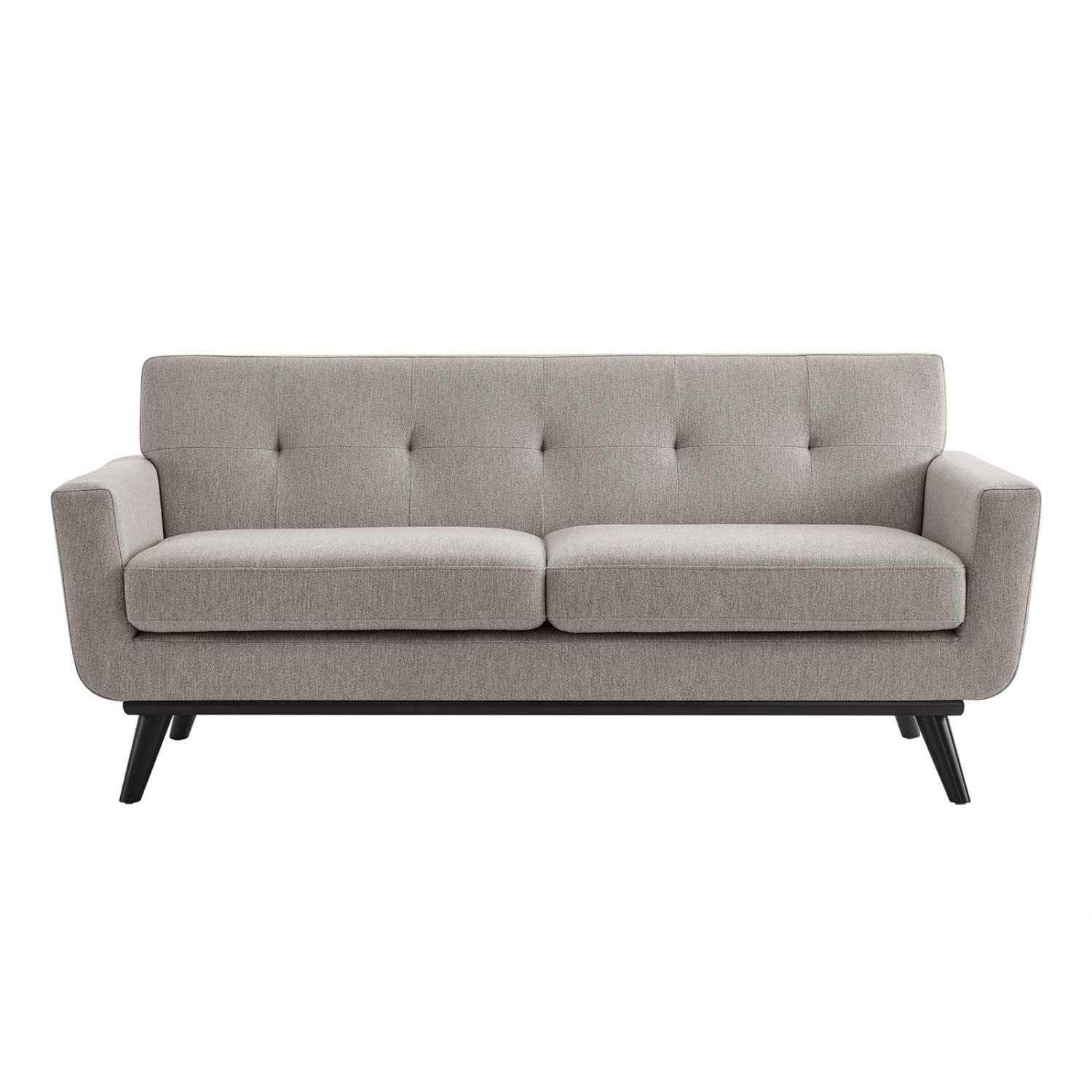 Modway Engage Modern Tufted Back Textured Fabric Loveseat In Light Gray