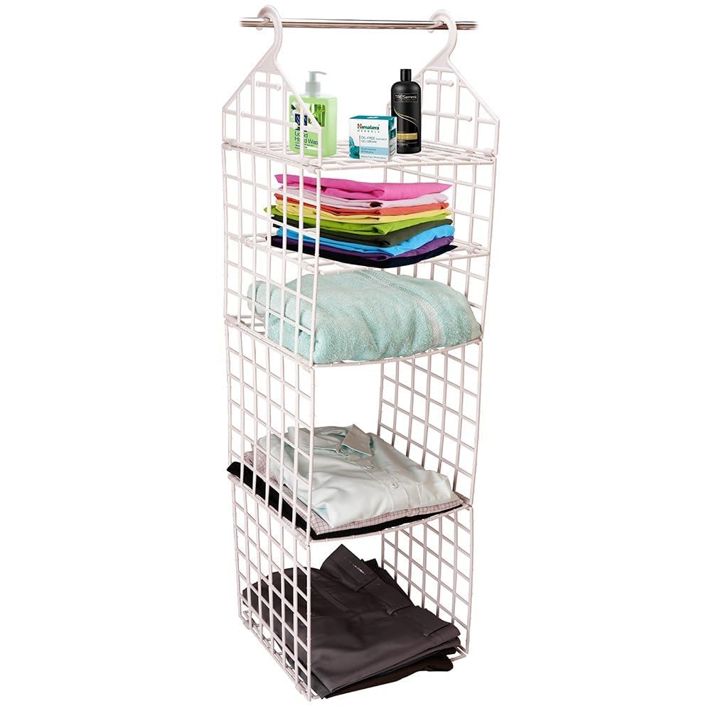 Agdd Enterprise 5 Layer Cloth Storage Rack Foldable Maximize Closet Space Wardrobe Shelves Students Hostel Organizer Underwear, 