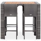 FAMIROSA 5 Piece Outdoor Bar Set Poly Rattan and Acacia Wood Gray