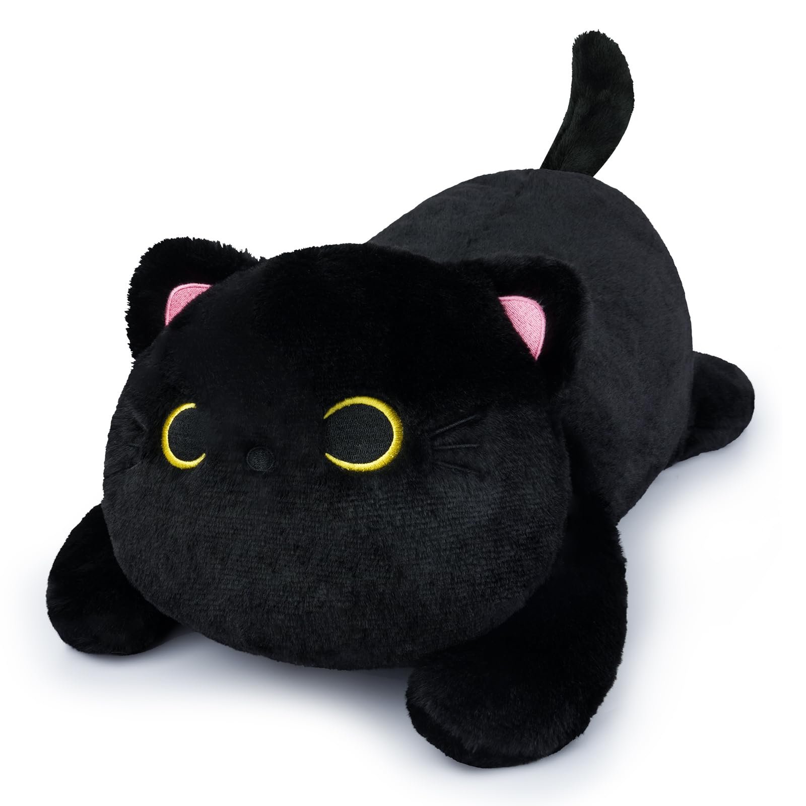 Leokawin Weighted Stuffed Animals - Weighted Black Cat Plush,18In Weighted Cat Stuffed Animal,Cute Large Black Cat Plushie Soft