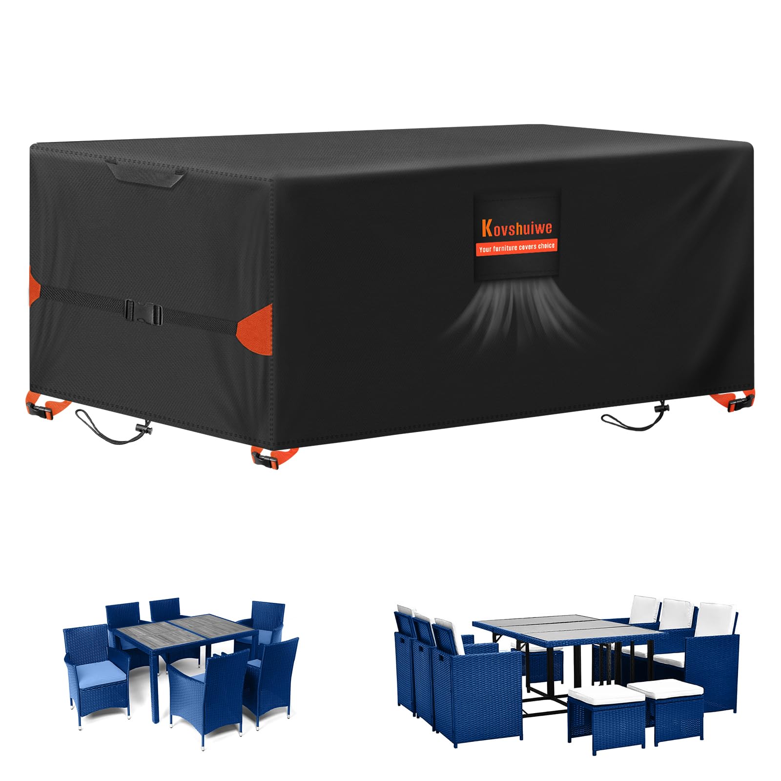 Kovshuiwe 62' Lx62 Wx28 H Patio Furniture Covers, Outdoor Furniture Covers Waterproof, Tear-Resistant Patio Table And Chair Set
