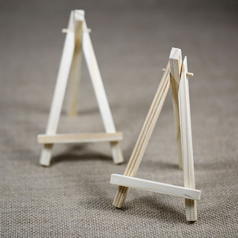 Sk 12Pcs Mini Wooden Easels Display Stand Photo Painting Display Portable Tripod Holder Stand- 6Inch (Wood)