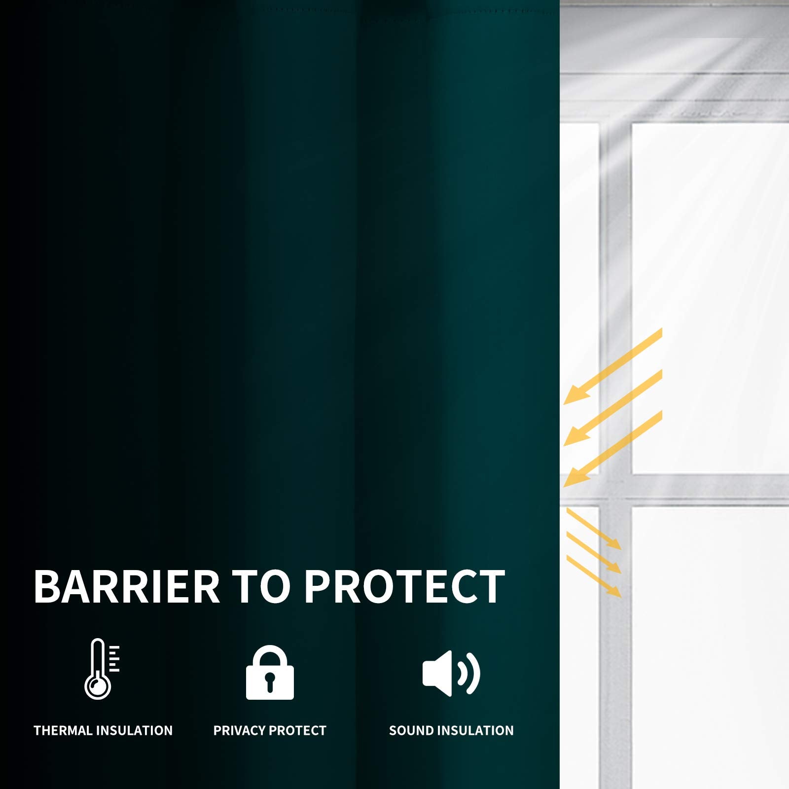 Easy-Going Blackout Curtains For Bedroom, Solid Thermal Insulated Grommet And Noise Reduction Window Drapes, Room Darkening Curtains For Living Room, 2 Panels(52X84 In,Deep Teal)