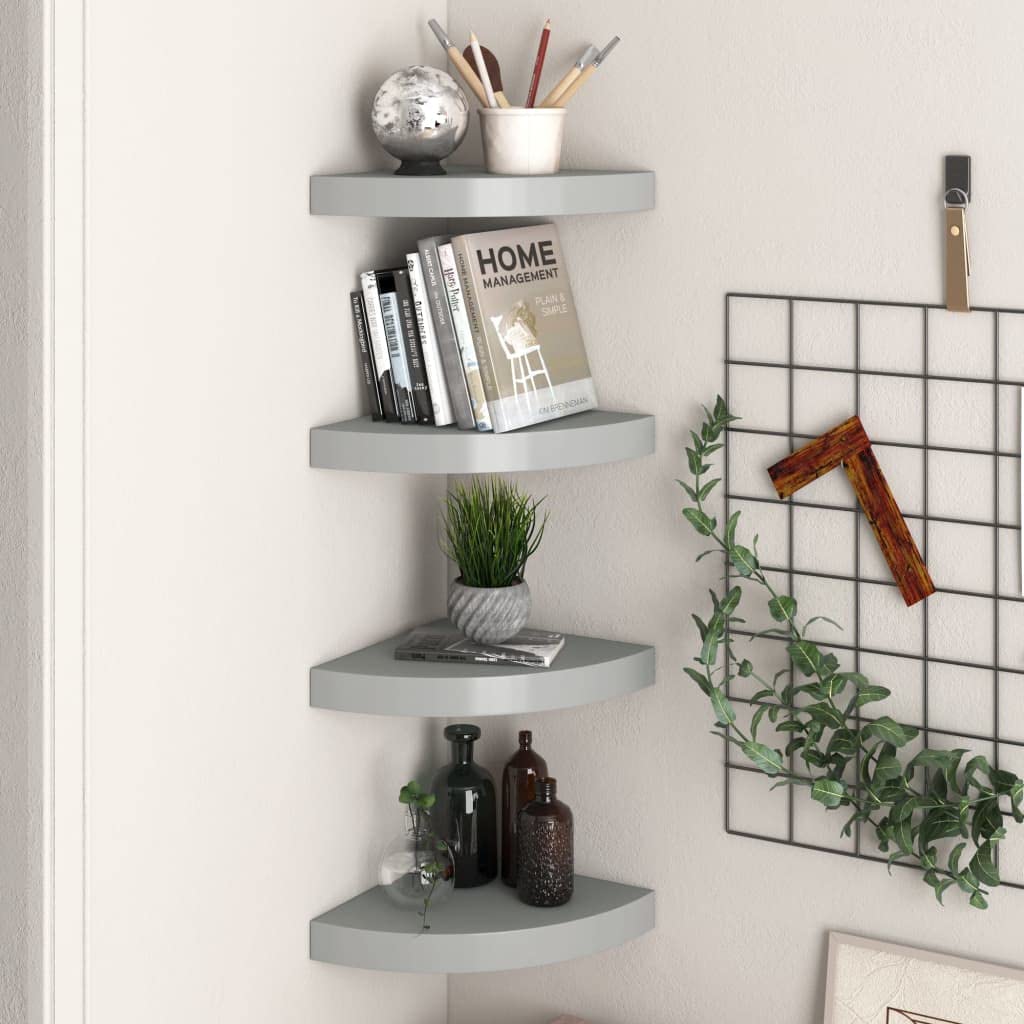 vidaXL Set of 4 Floating Corner Shelves
