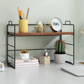 Kiwilon Desk Organiser Office Table  2 Tier Wooden & Metal Shelf Rack | Desk Organiser Office Table | Organisers For Kitchen St