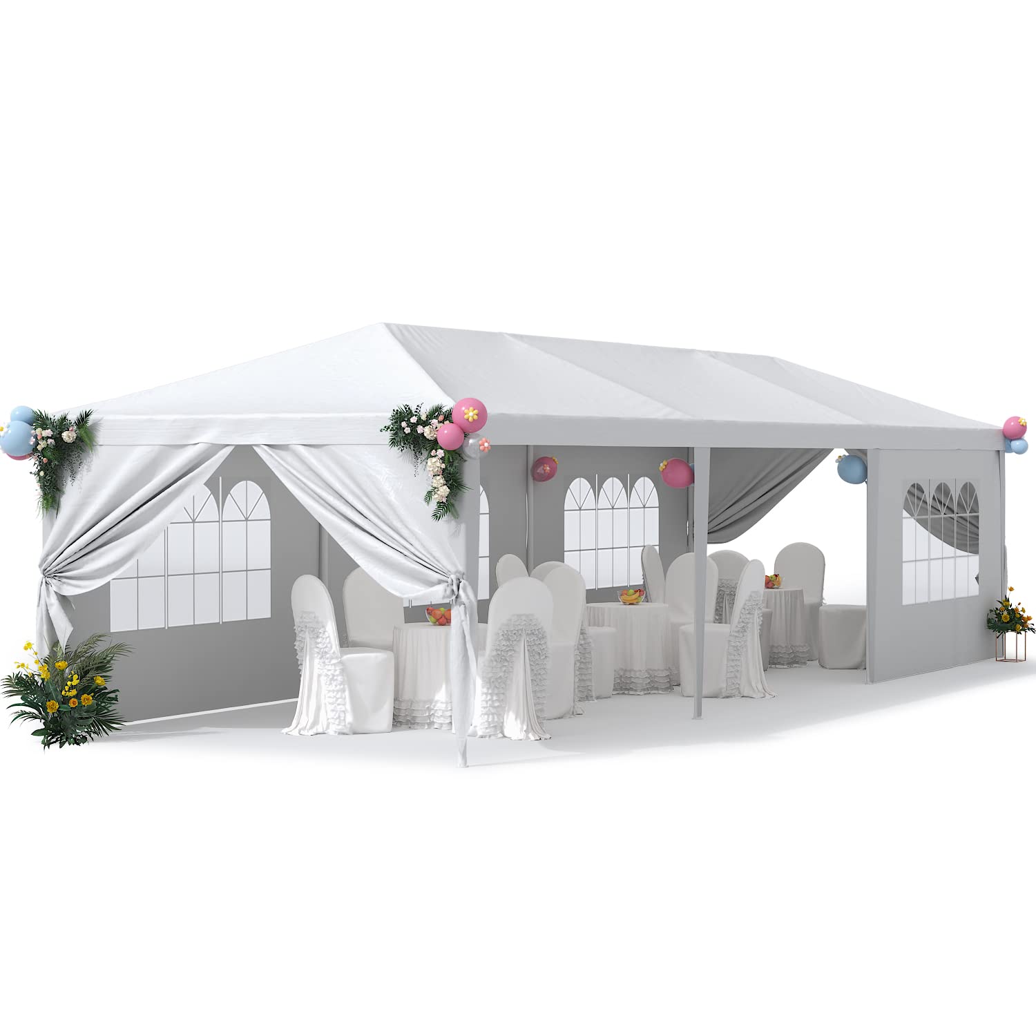 Greesum 10'X30' Outdoor Canopy Tent Patio Camping Heavy Duty Gazebo Shelter Party Wedding Bbq Events With Removable Sidewalls, W