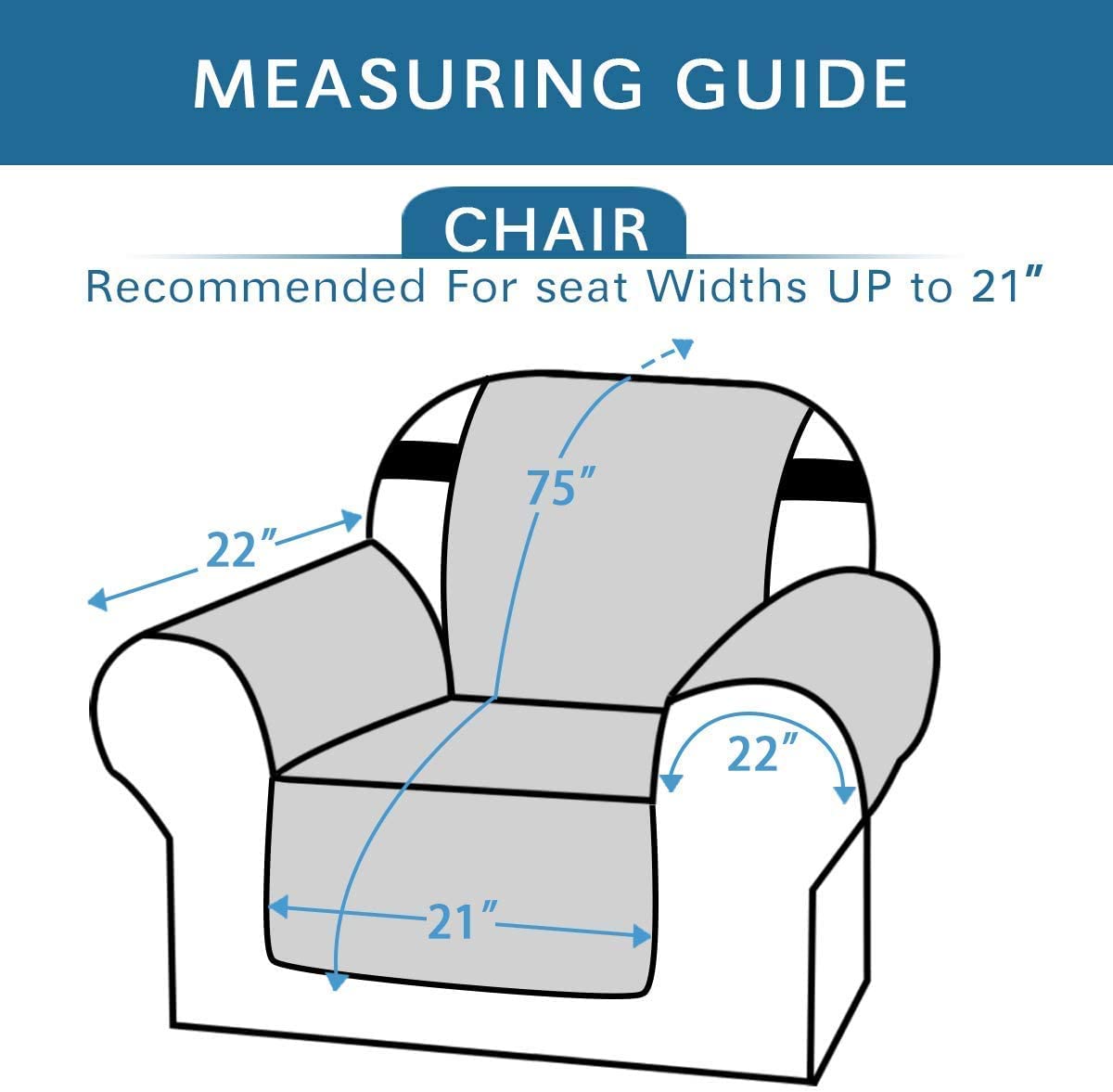 H.Versailtex Reversible Chair Couch Covers For 1 Cushion Couch Sofa Water Resistant Chair Slipcover Quilted Chair Cover Super Anti-Slip Furniture Protectors For Dogs(Armchair, Light Grey/Beige)