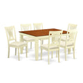 East West Furniture WEPL7-BMK-C 7 Piece Dining Room Table Set Consist of a Rectangle Kitchen Table with Butterfly Leaf and 6 Linen Fabric Upholstered Chairs, 42x60 Inch, Buttermilk & Cherry