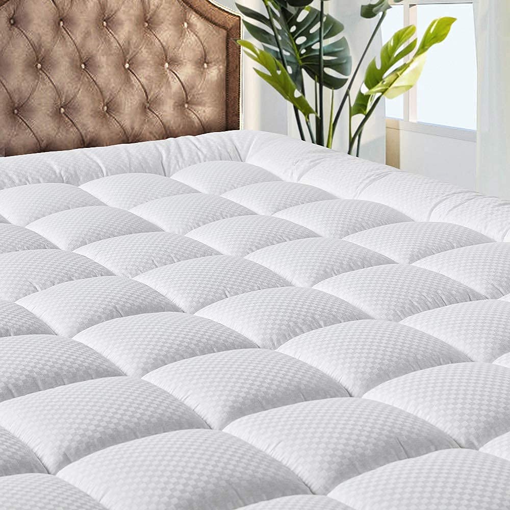 Matbeby Bedding Quilted Fitted Rv King Mattress Pad Cooling Breathable Fluffy Soft Mattress Pad Stretches Up To 21 Inch Deep, Rv