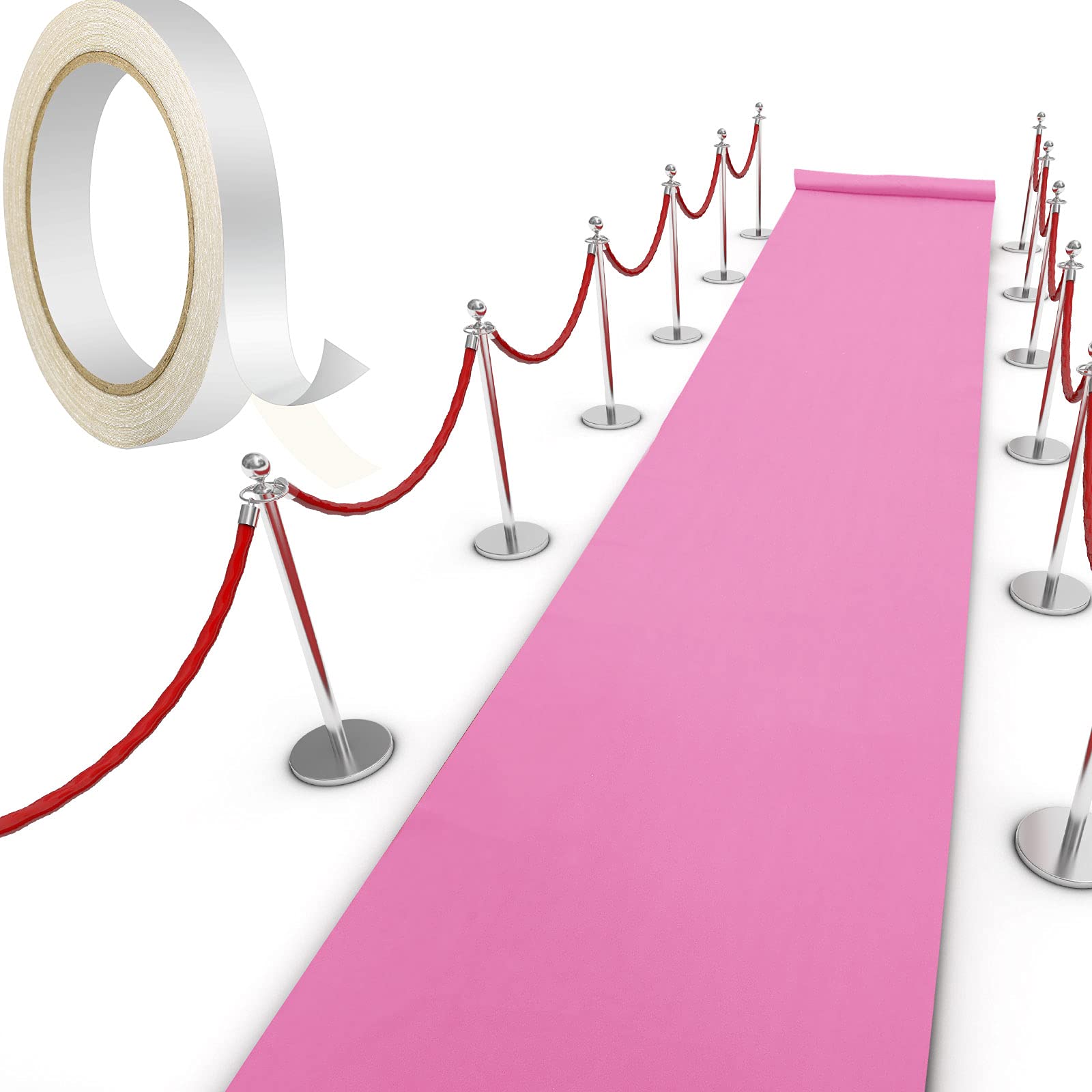 Carpet Runner Runway Rug 55gsm Thickness with 1 Piece Carpet Tape for Wedding Christmas Xmas Thanksgiving Outdoor Accessories, W